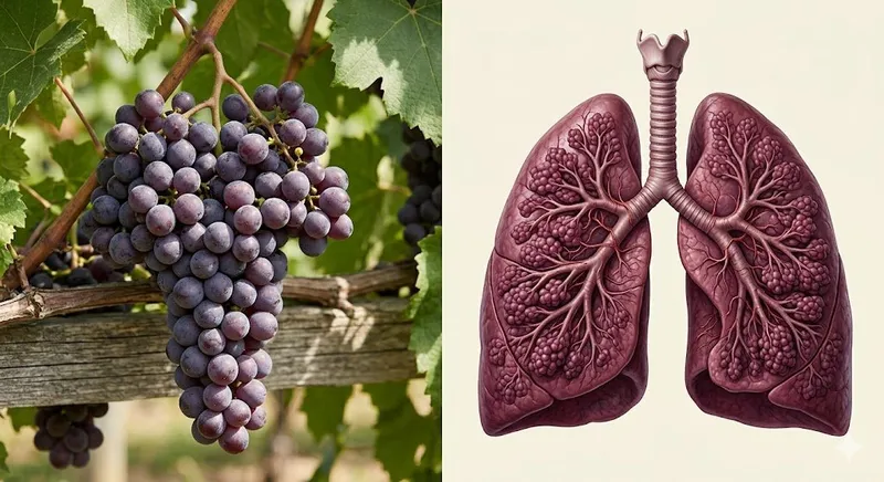Grape cluster compared to lung