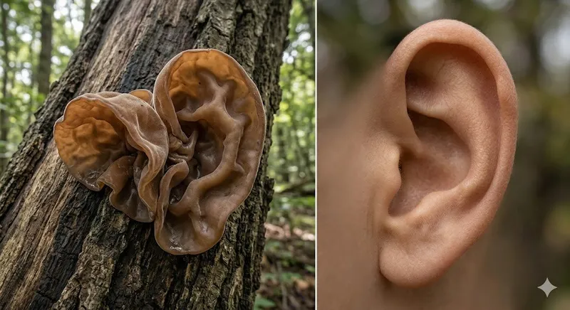 Mushroom compared to ear