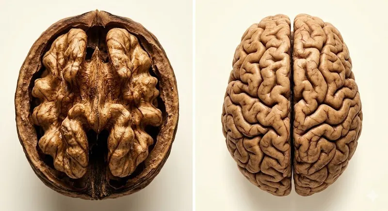 Walnut compared to brain